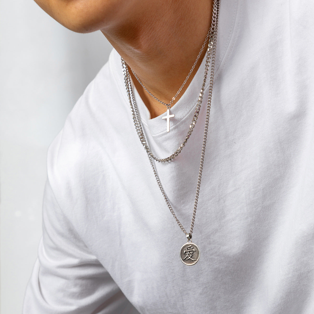 Simple Fashion Cross Clavicle Chain Hip Hop Pendant Necklace