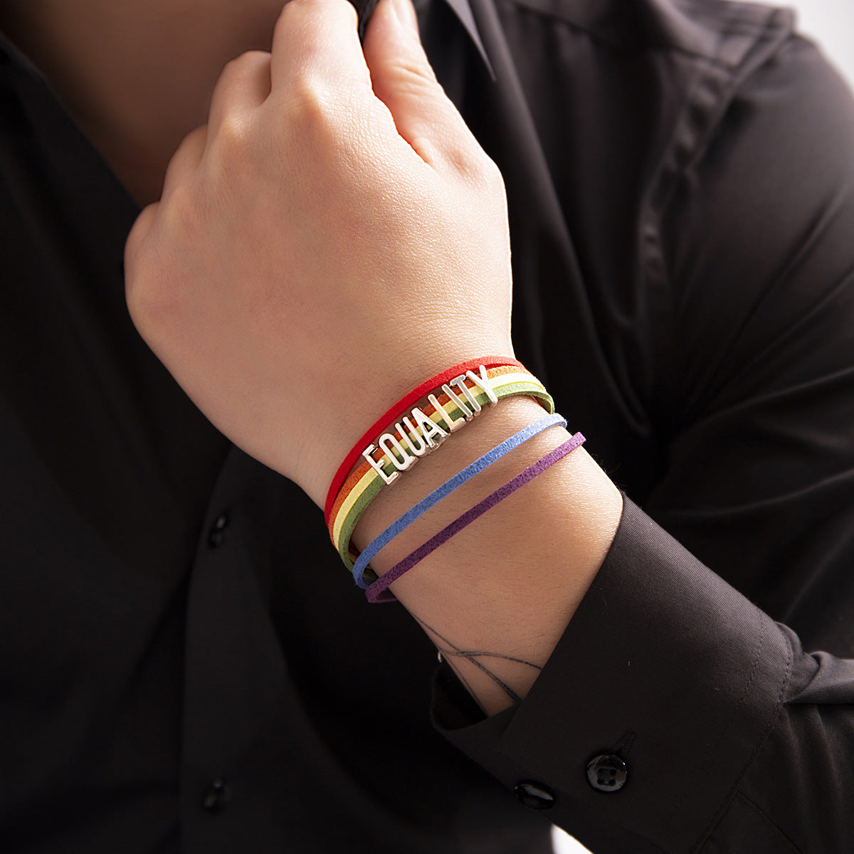 Fashion trend LGBT rainbow with letters multi-layer hand-woven design all-match bracelet