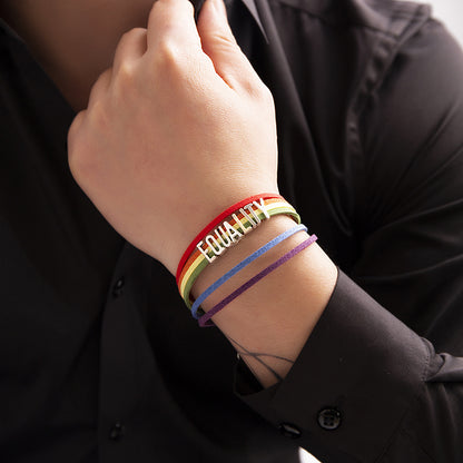 Fashion trend LGBT rainbow with letters multi-layer hand-woven design all-match bracelet