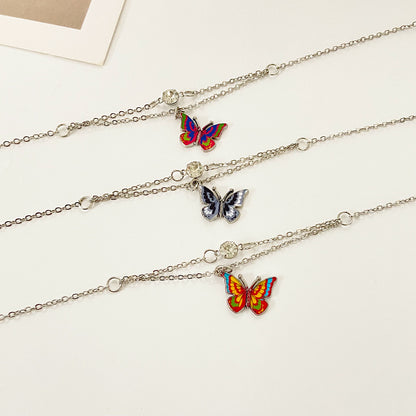 Exquisite and dazzling bohemian style double layer with dreamy butterfly design versatile anklet