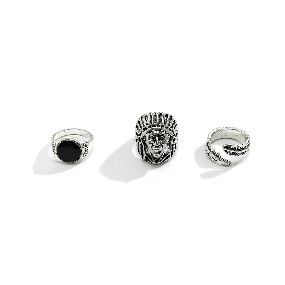 Fashionable and personalized Indian head/feather/round design versatile ring