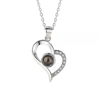 Delicate Dazzling Open Heart Shaped Diamond Projection Necklace