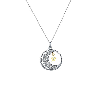 Delicate Star Moon Diamond Design Gift Box Necklace for Beloved Granddaughter