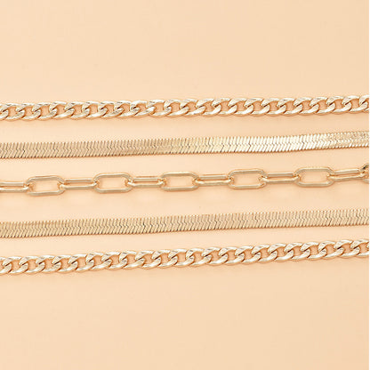 Multilayer Metal Chain Anklet Set Combination