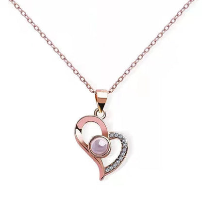 Delicate Dazzling Open Heart Shaped Diamond Projection Necklace