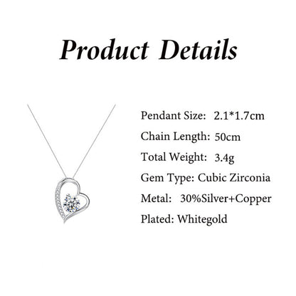 Fashion hollow heart inlaid zircon design gift box necklace for mom