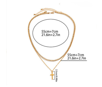 Retro Simple Cross Double Layered Claw Chain Design Hip Hop Necklace