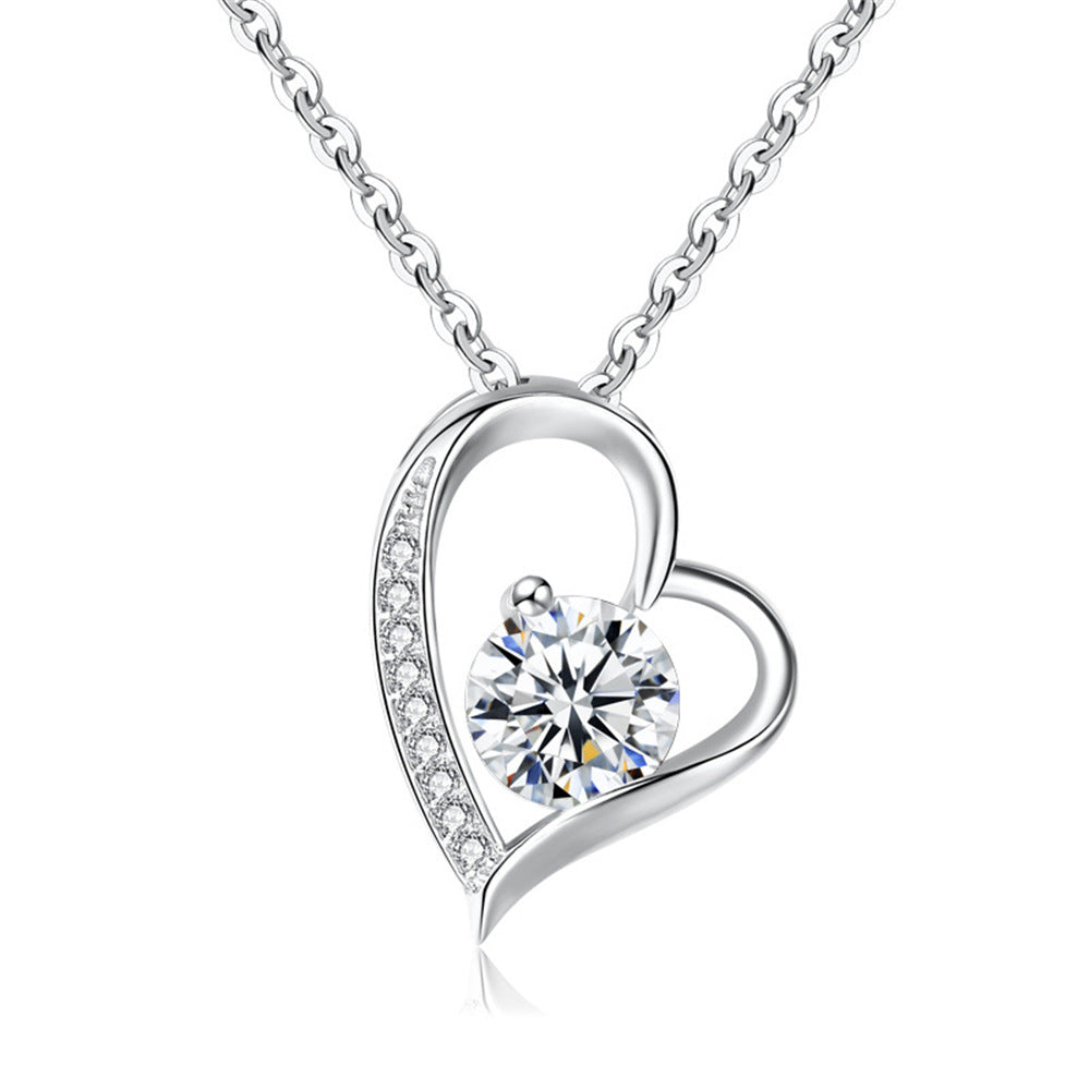 Mother's Day Hollow Heart Inlaid Zircon Design Necklace