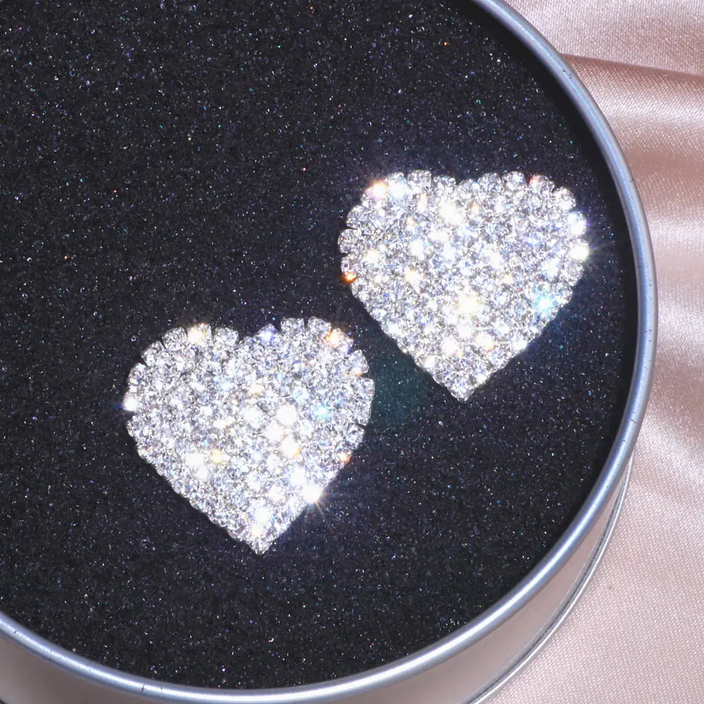 Crystal Heart Stud Earrings