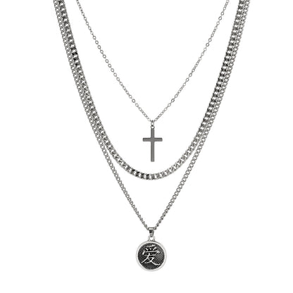 Simple Fashion Cross Clavicle Chain Hip Hop Pendant Necklace