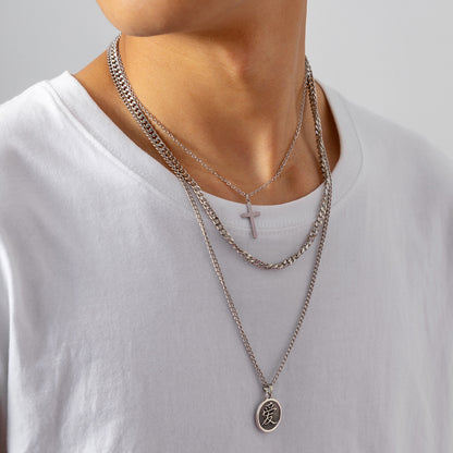 Simple Fashion Cross Clavicle Chain Hip Hop Pendant Necklace