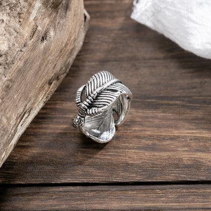 Exquisite and novel feather design versatile ring