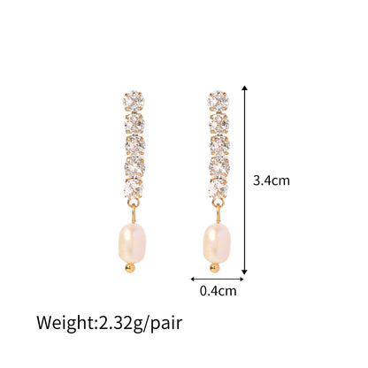 E67 Chain Earrings with Freshwater Pearls in 18k Gold