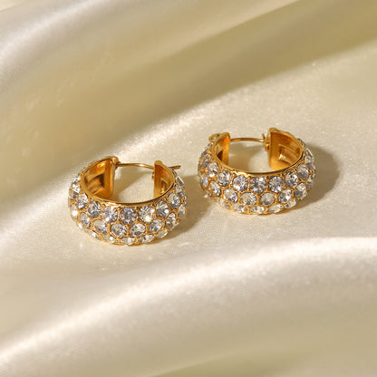 18k Gold Plated Drop Earrings with White Diamonds