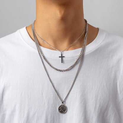 Simple Fashion Cross Clavicle Chain Hip Hop Pendant Necklace