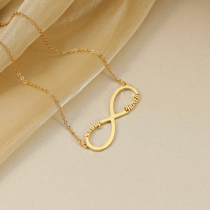 Exquisite Fashion Infinity Loop Design Customizable Name Versatile Necklace