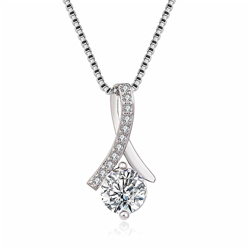 Light luxury fashion herringbone diamond design gift box pendant necklace for mom