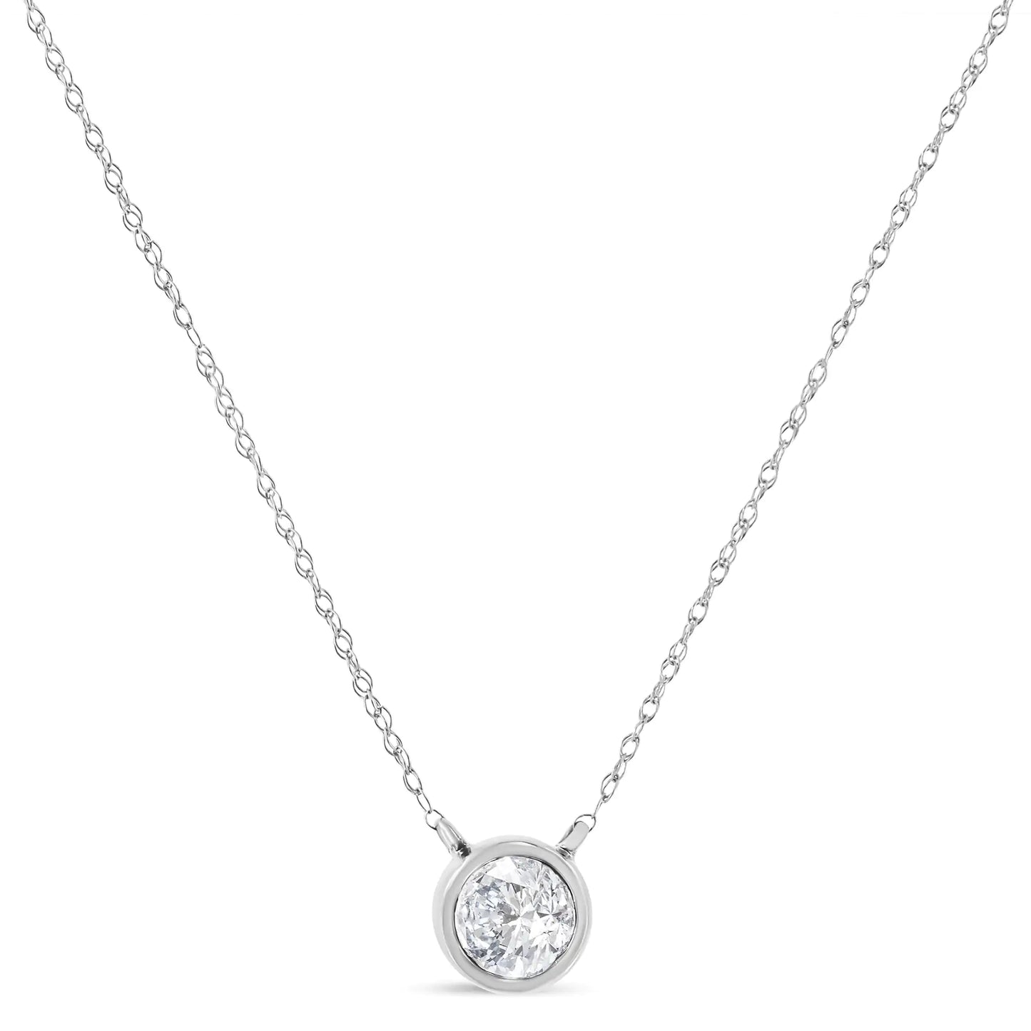 AGS Certified 10K Gold Diamond Solitaire Pendant Necklace (G-H, SI2-I1)