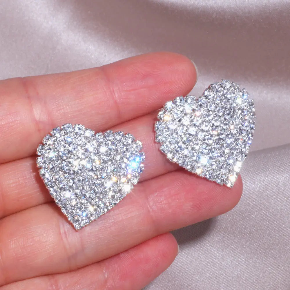 Crystal Heart Stud Earrings