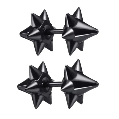 Small Black Punk Stud Earrings