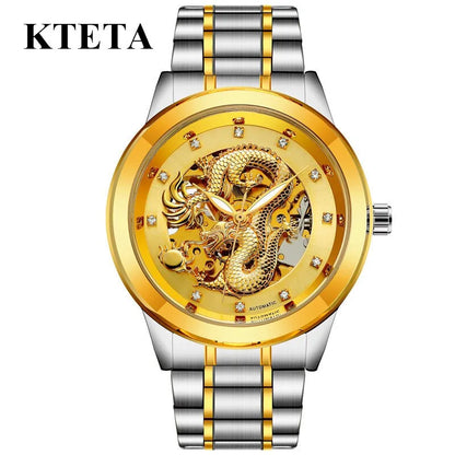 Golden Dragon Carved Automatic Mechanical Watch