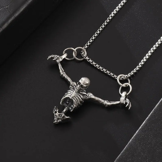 Crucifixion Skull Pendant Necklace