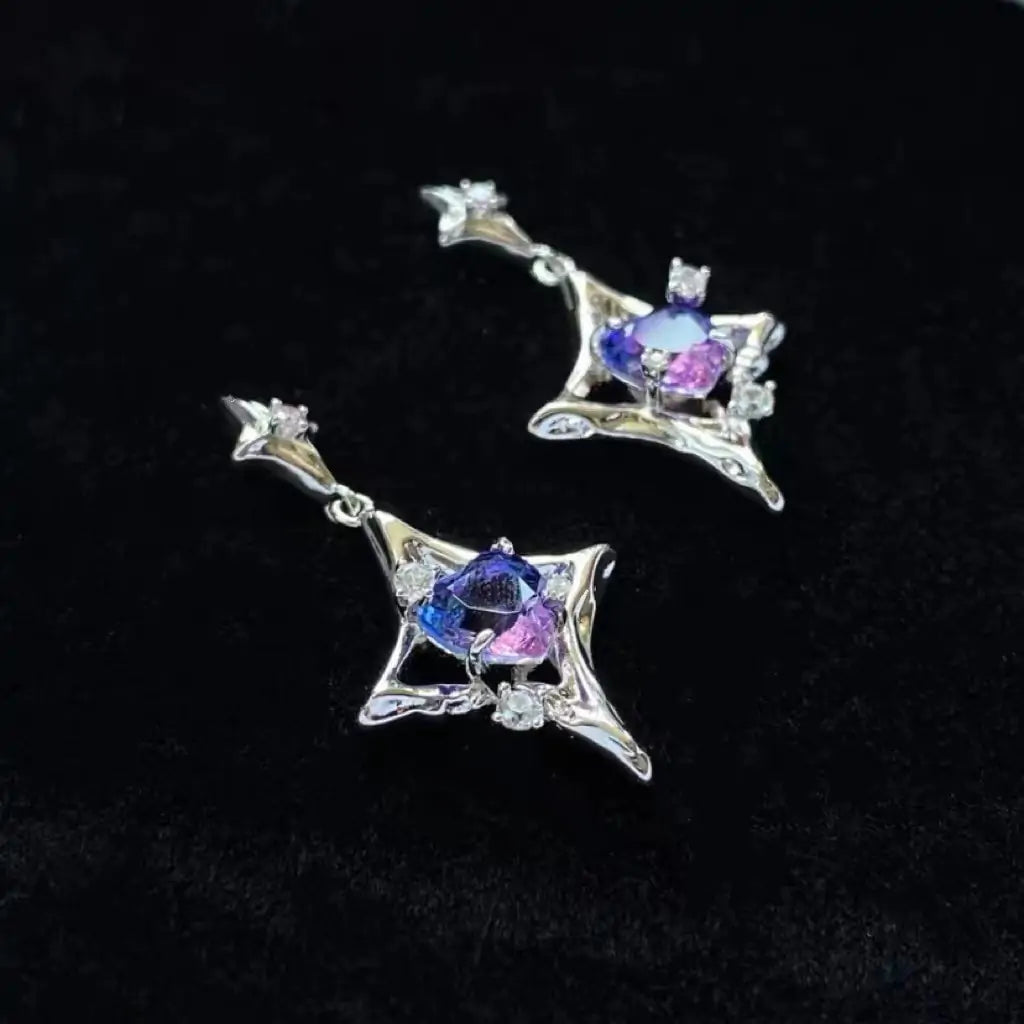 Sweet Cool Stud Purple Earrings