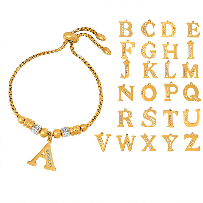 18K gold classic and fashionable 26 letter design versatile bracelet