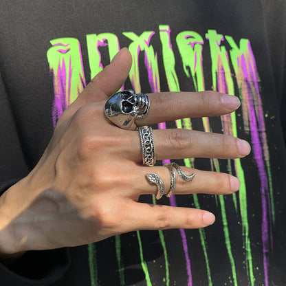 Fashion Vintage Punk Skull/Boa Design Ring