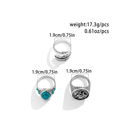 Trendy fashion turquoise/personalized feather arrow/pirate design all-match ring set