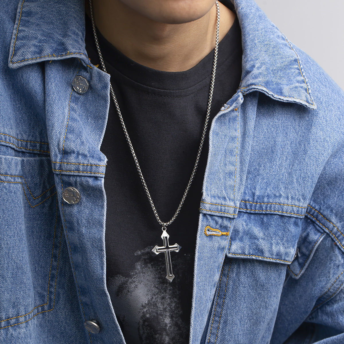 Fashion Hip Hop Cross Design Necklace