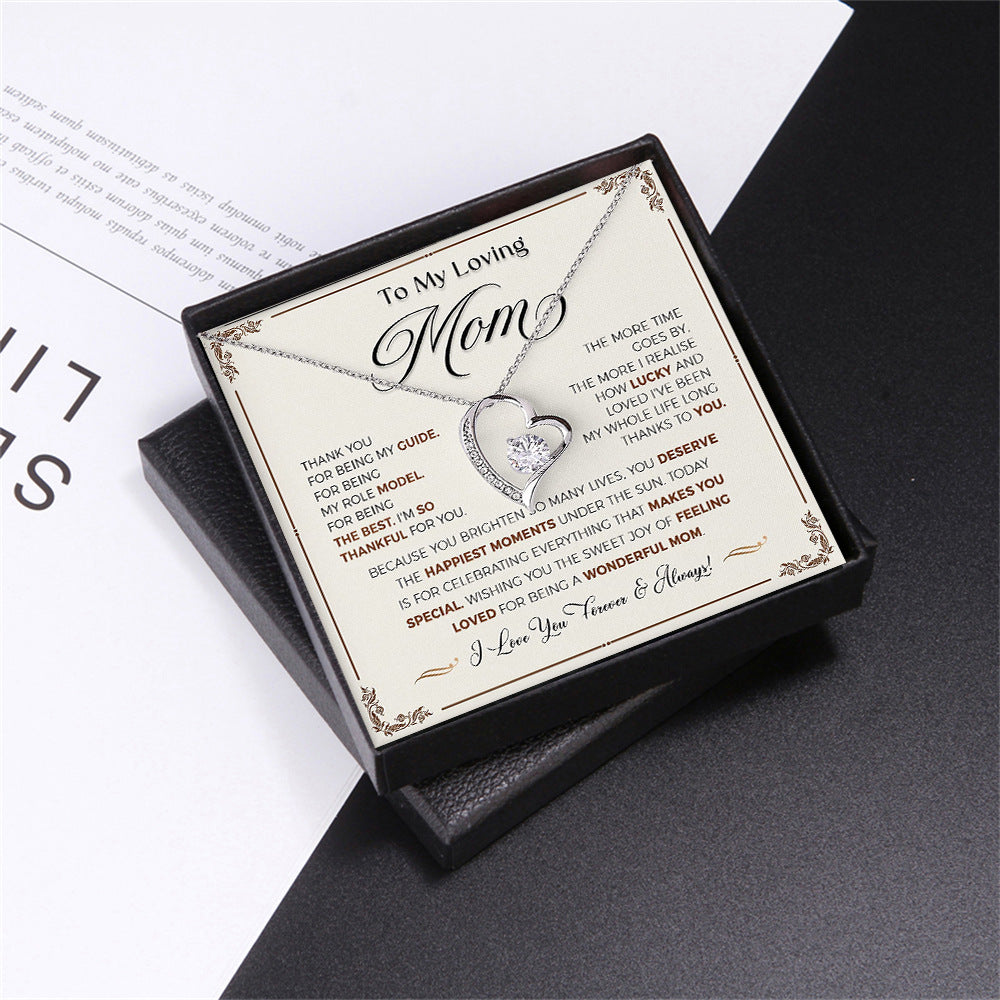 Fashion hollow heart inlaid zircon design gift box necklace for mom