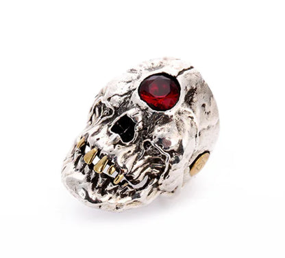 Cyclops Skull Ring Red CZ Crystal