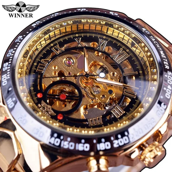 Men's Mechanical Sport Golden Watch