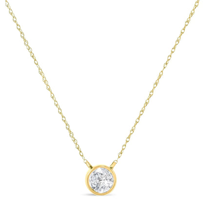 AGS Certified 10K Gold Diamond Solitaire Pendant Necklace (G-H, SI2-I1)